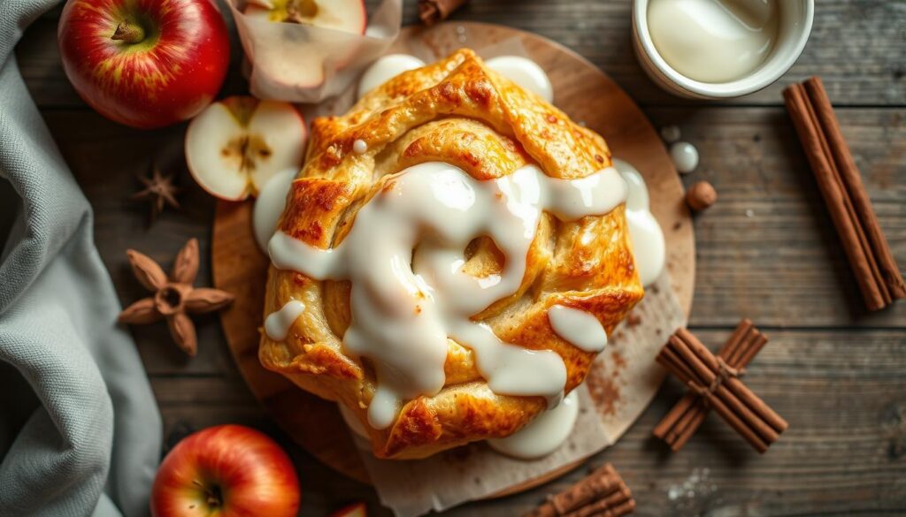 Delicious apple danish glazing process