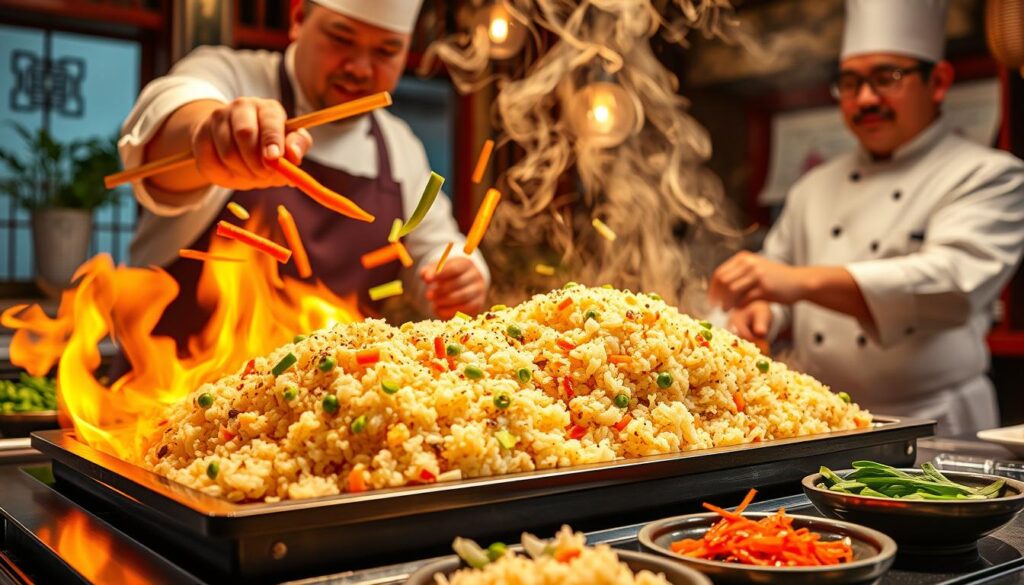 Benihana-Style Hibachi Fried Rice Cooking