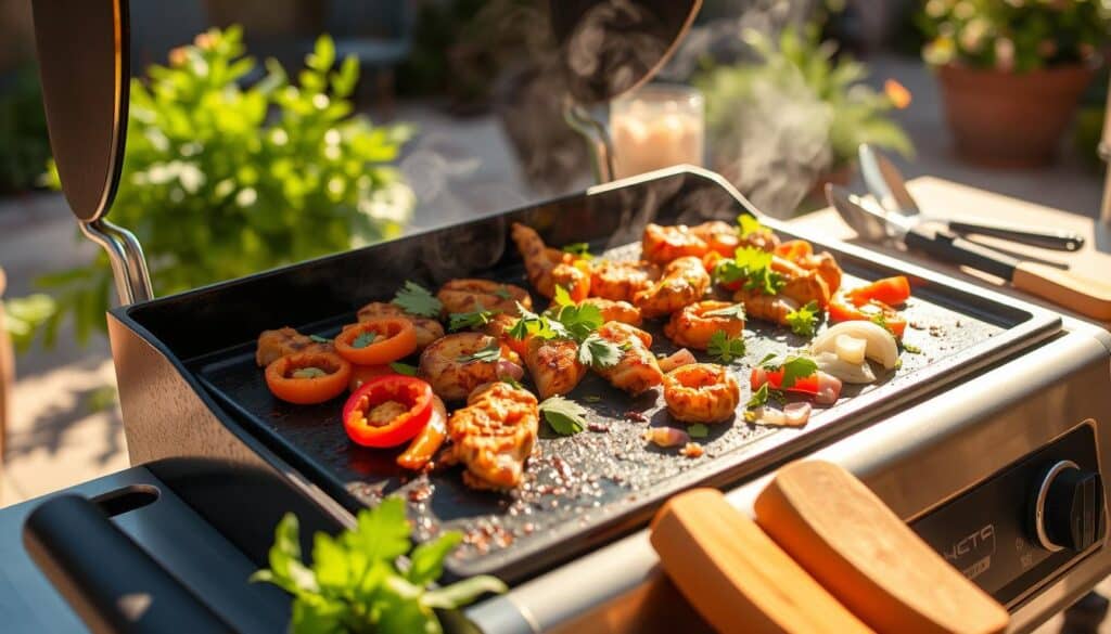 Blackstone griddle cooking fajitas