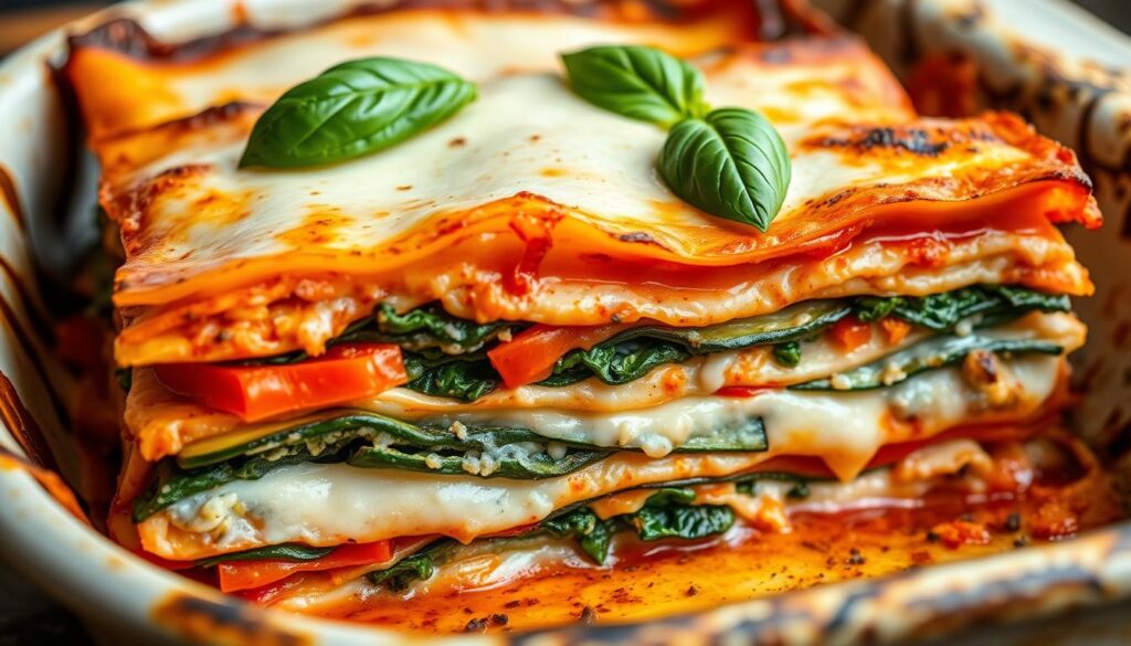 Delicious layered vegetarian lasagna