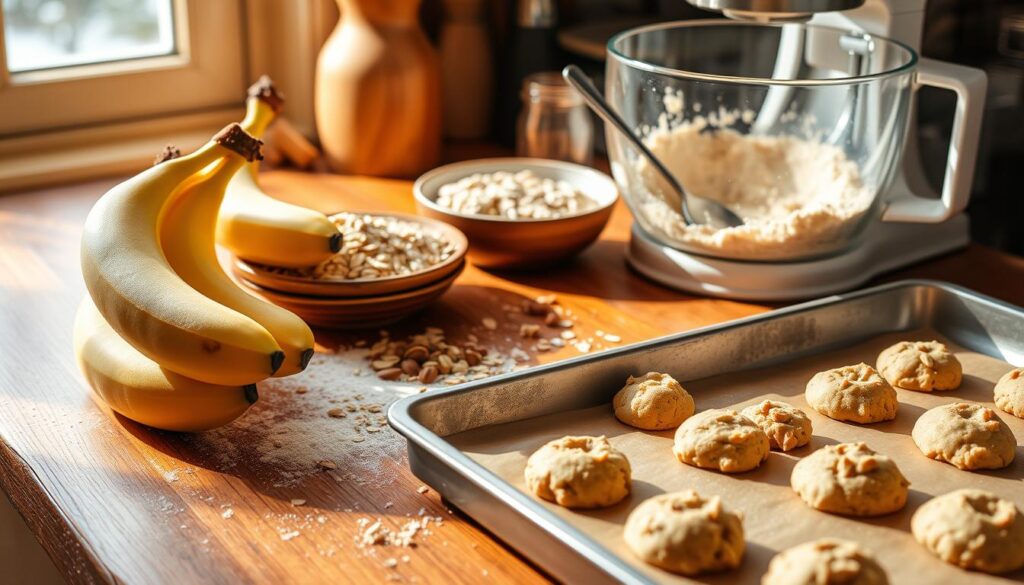 Healthy banana cookies preparation