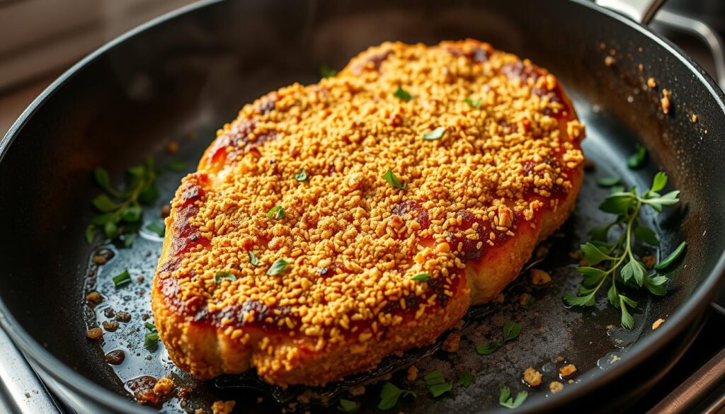 Panko breading technique for crispy steak