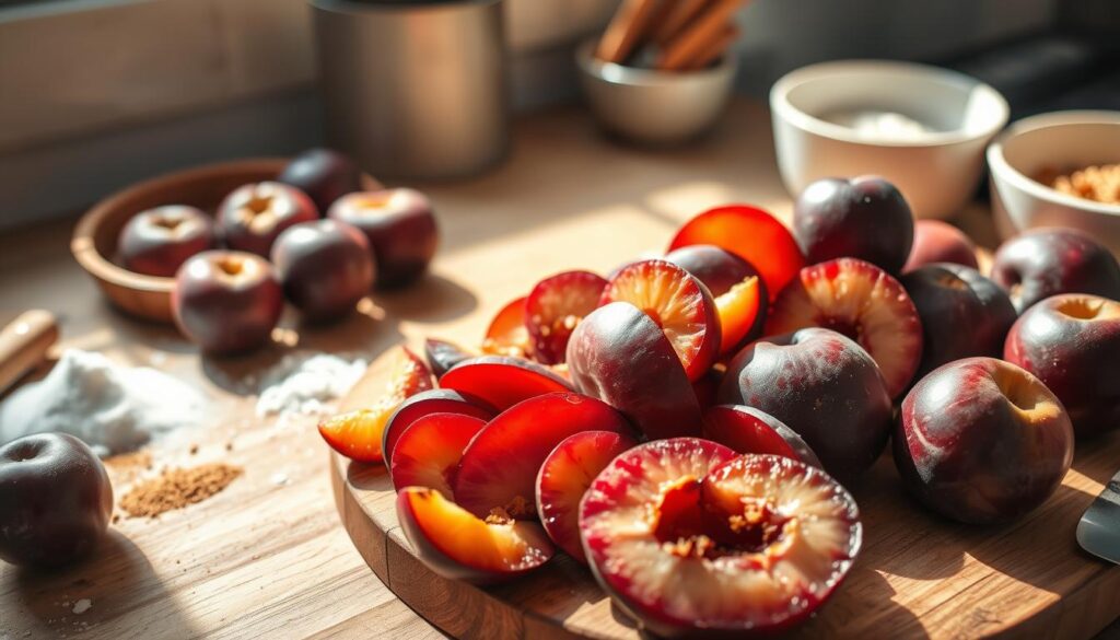 Preparing Plum Tart Filling