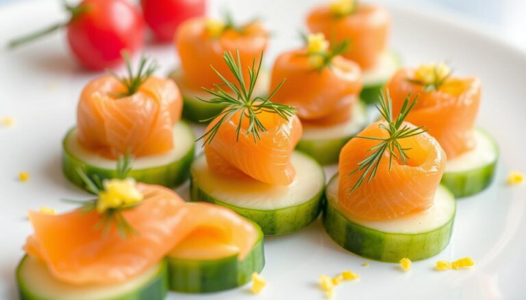 chatelaine smoked salmon roll on cucumber