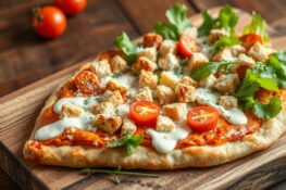 chicken crust caesar salad pizza