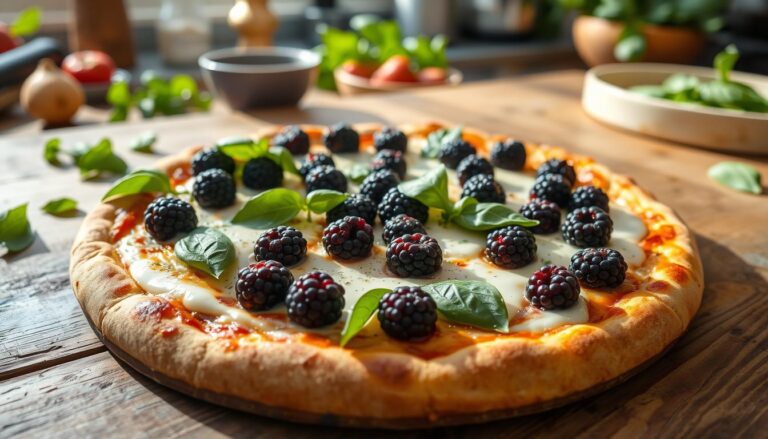 easy blackberry basil pizza