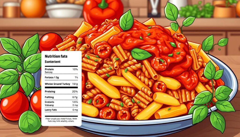 healthy American pasta casserole nutrition info