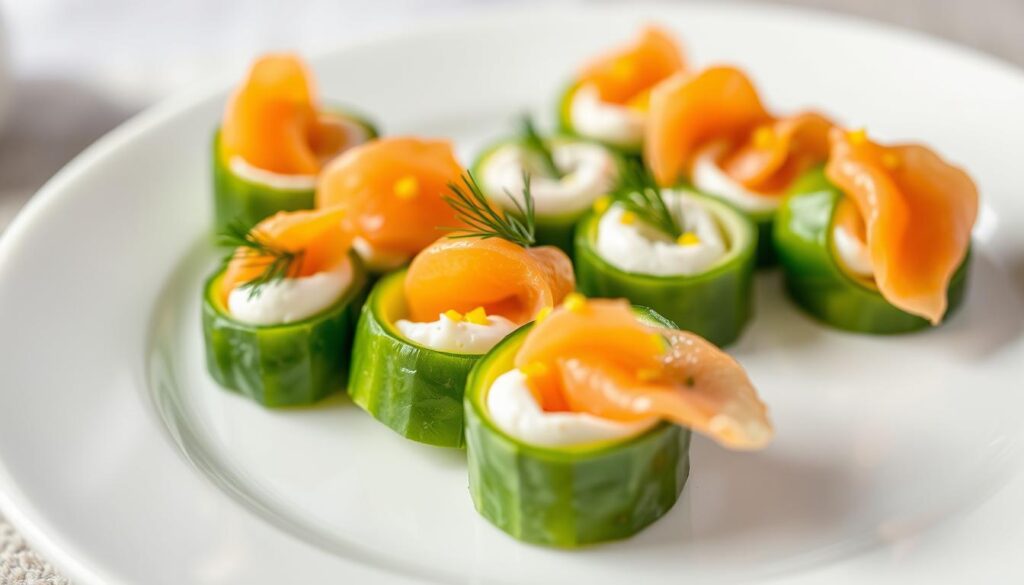 smoked salmon cucumber canape