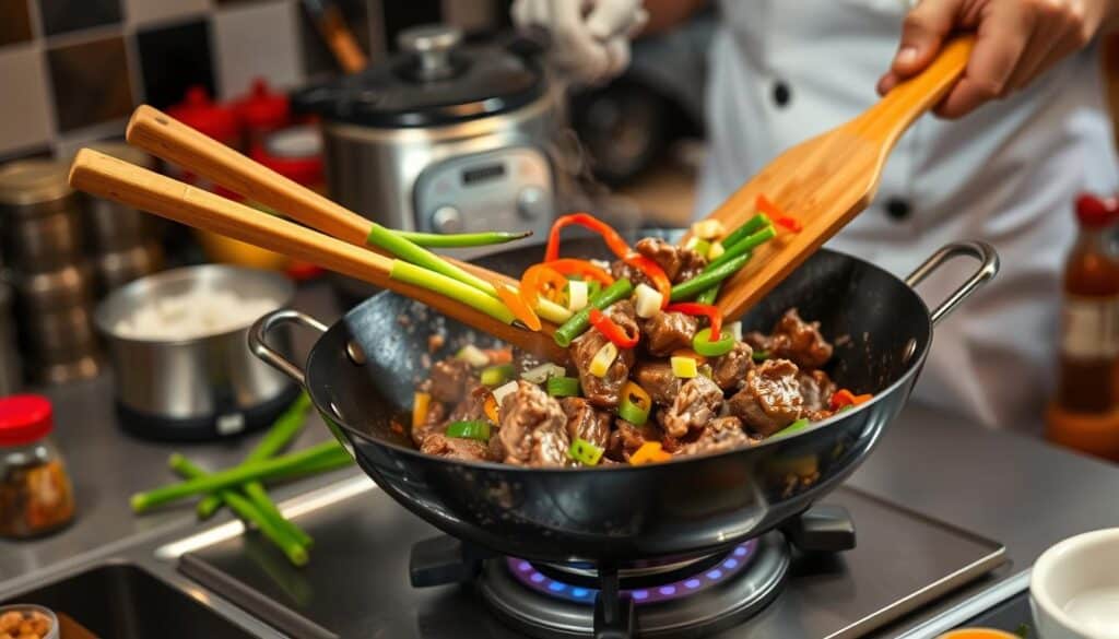 step-by-step stir-fry cooking